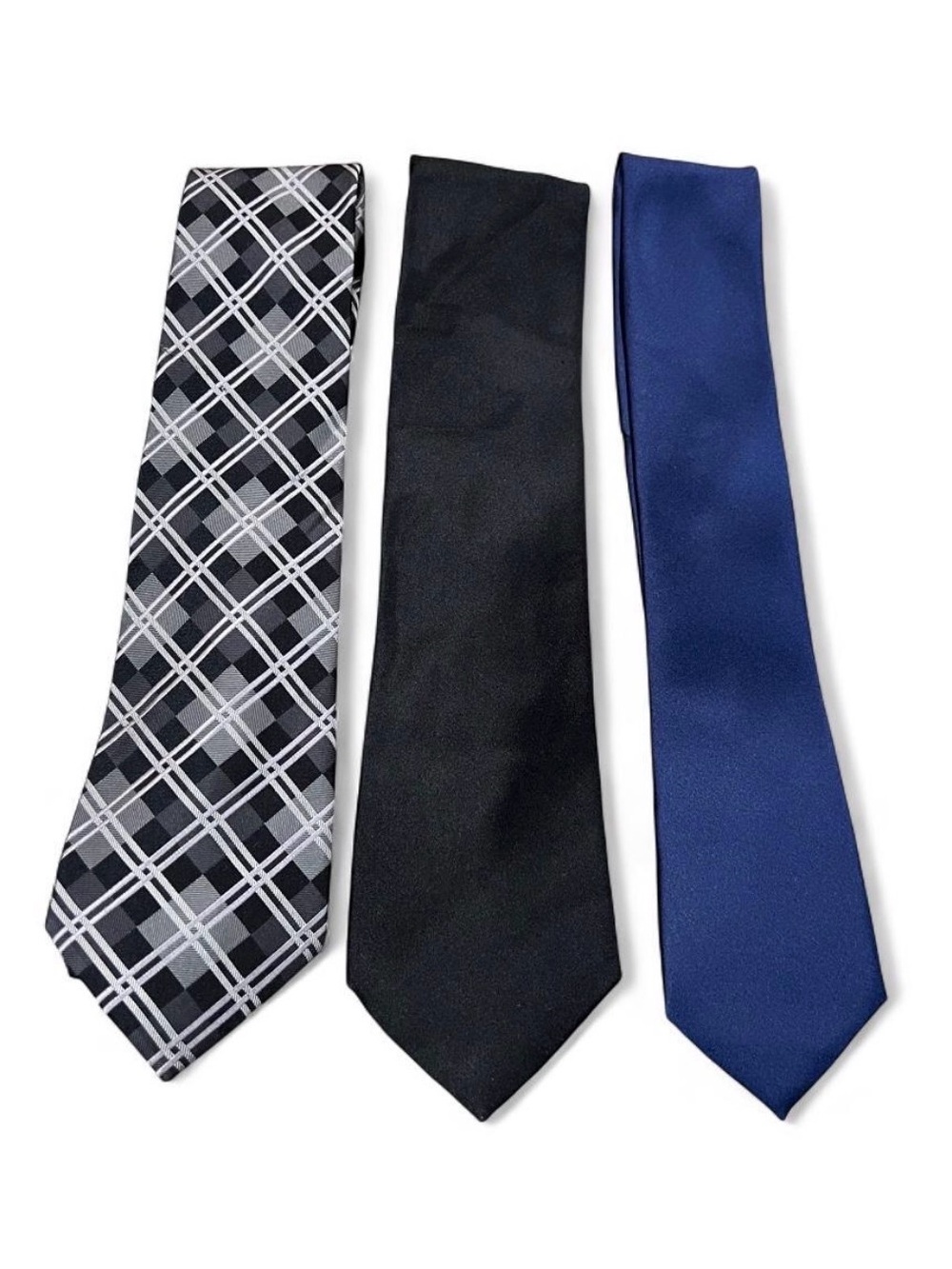 Classic Men's Necktie Set - Black, Navy & Plaid